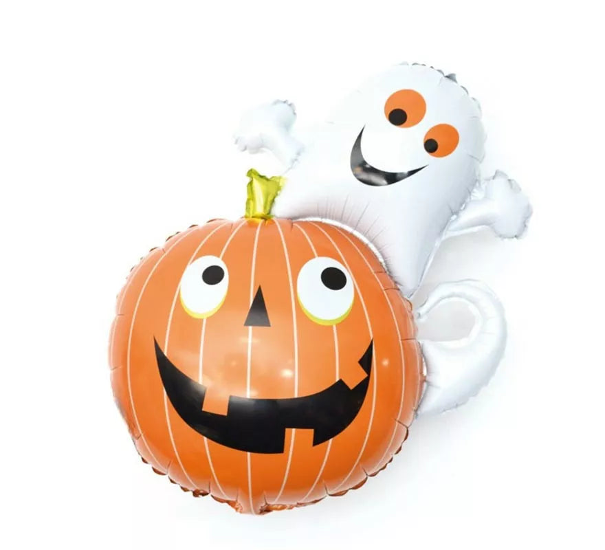 Translation missing: de.Globo de Foil Calabaza y Fantasma feliz de 64x80 cm
