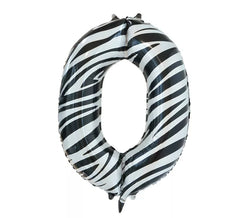 Folienballon Zahl 0 Zebra Farbe 86 cm