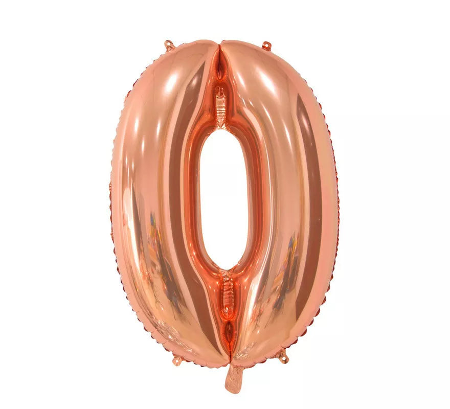 Globo de Foil Número 0 color Oro Rosa de 66 cm
