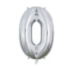 66 cm Silberner Folienballon Zahl 0