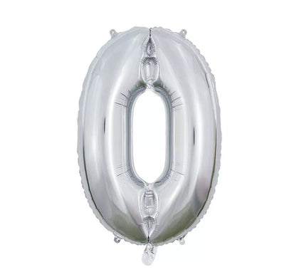 Globo de Foil Número 0 color Plata de 66 cm