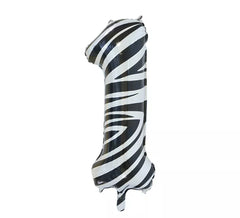 Folienballon Zahl 1 Zebra Farbe 86 cm