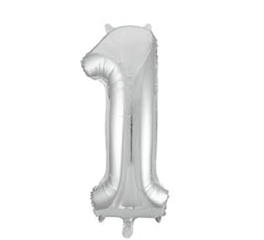 Folienballon Nummer 1 Farbe Silber von 86 cm