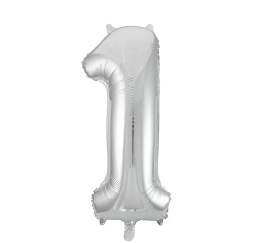 Translation missing: de.Globo de Foil Número 1 Color Plata de 86 cm