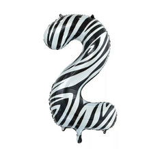 Folienballon Zahl 2 Zebra Farbe 86 cm