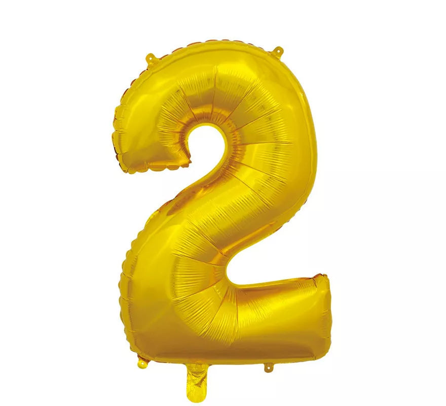 Translation missing: de.Globo de Foil Número 2 color Oro de 66 cm