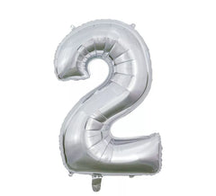 66 cm Silberner Folienballon Nummer 2