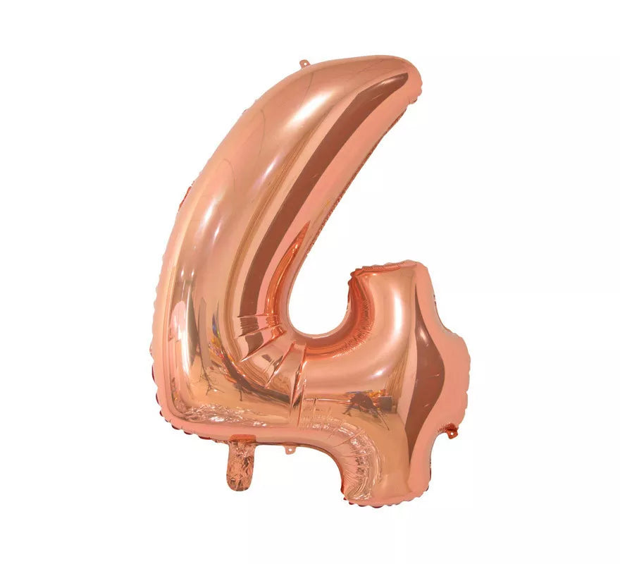 Translation missing: de.Globo de Foil Número 4 color Oro Rosa de 66 cm