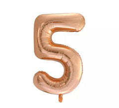 Folienballon Nummer 5 Farbe Roségold von 86 cm