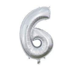 66 cm Silberner Folienballon Nummer 6