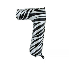 Folienballon Zahl 7 Zebra Farbe 86 cm