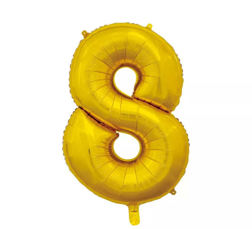 Translation missing: de.Globo de Foil Número 8 color Oro de 66 cm