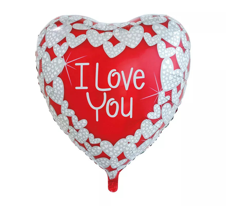Translation missing: de.Globo de Foil XL Corazón I Love You Rojo &amp; Blanco de 92 cm