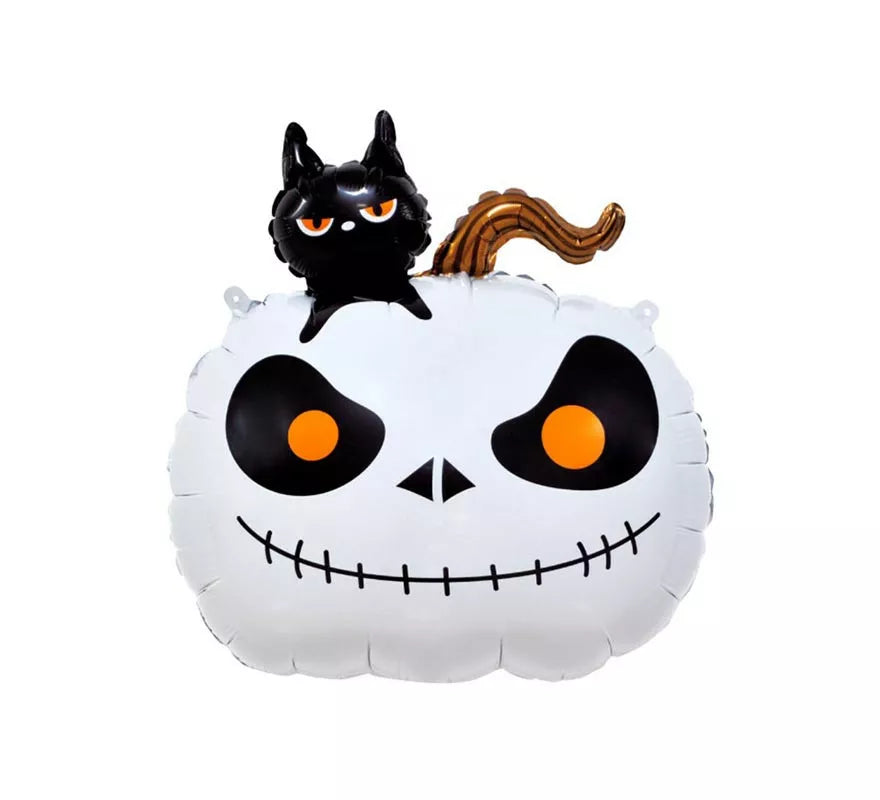 Translation missing: de.Globo Foil Calabaza con gato y base de 56x65 cm