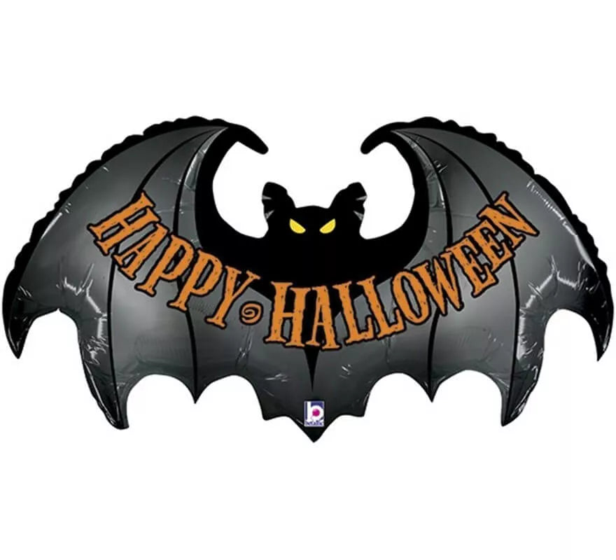 Translation missing: de.Globo Foil Metalizado de Murciélago Happy Halloween de 106 cm
