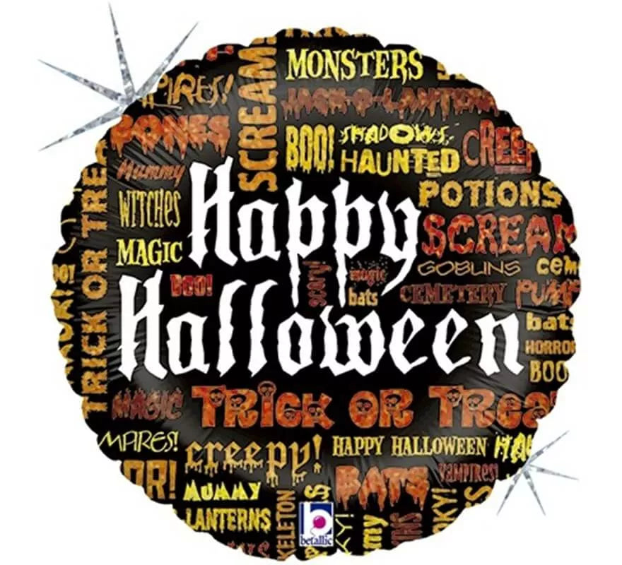 Globo Foil Metalizado Frases de Halloween de 45 cm
