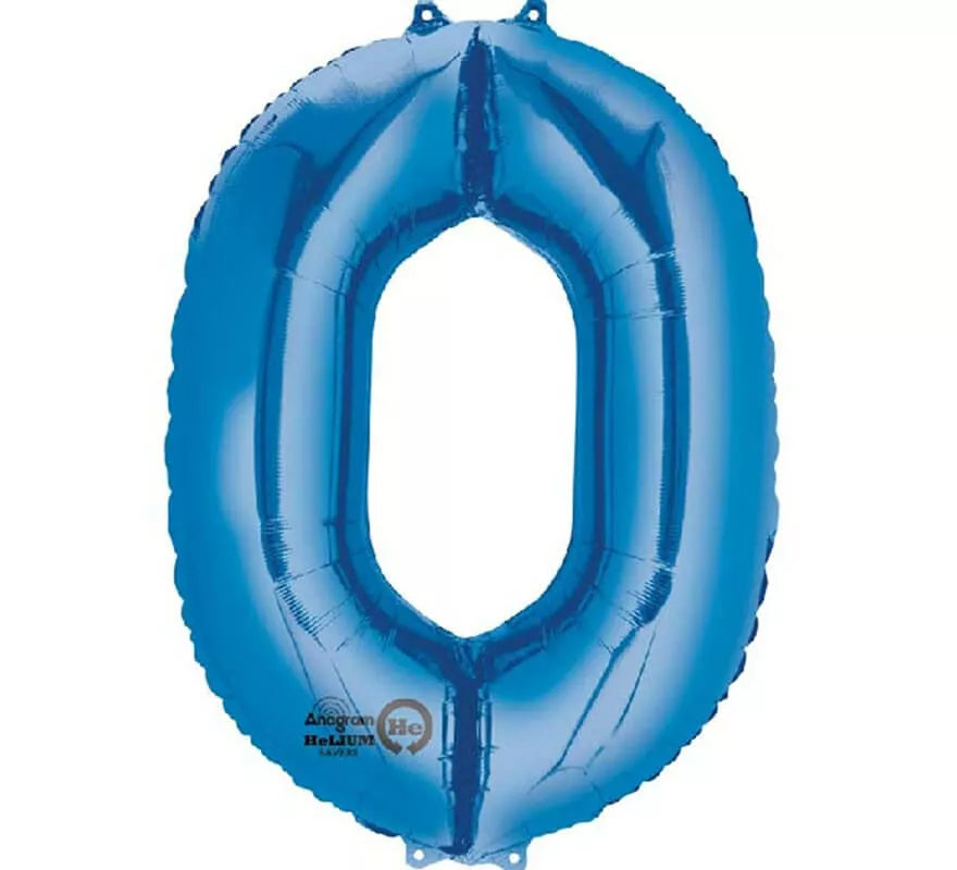 Globo metalizado Azul número 0 de 86 cm de altura
