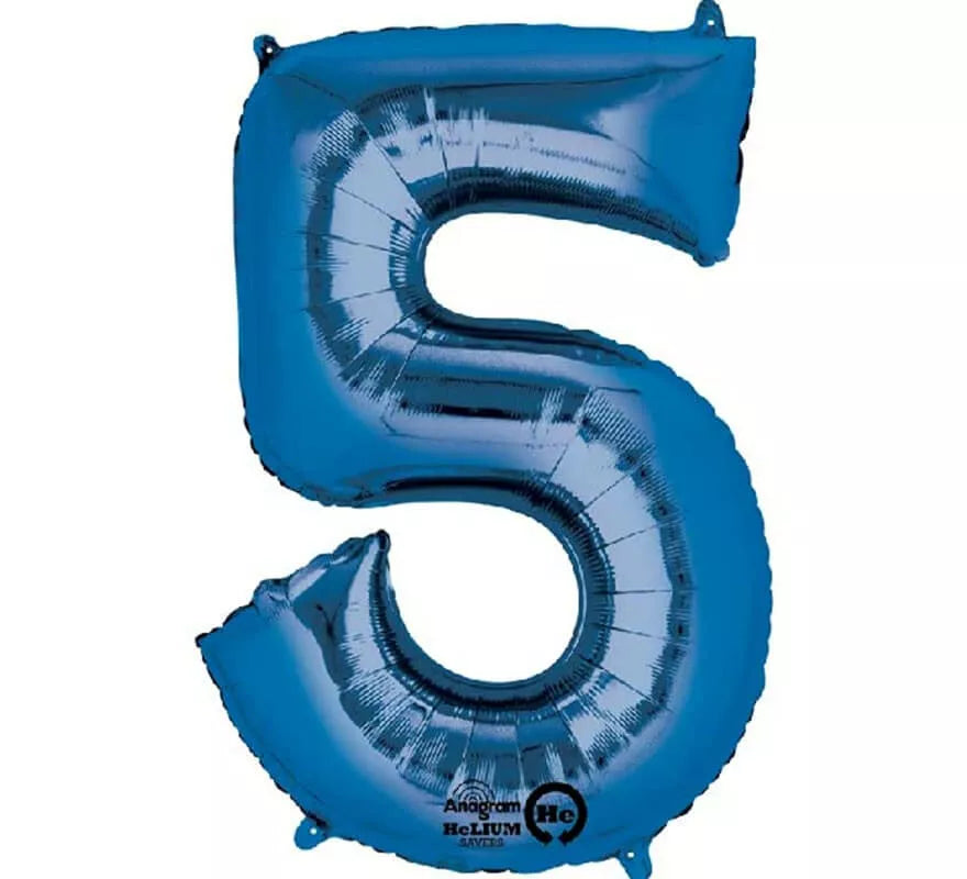 Translation missing: de.Globo metalizado Azul número 5 de 86 cm de altura