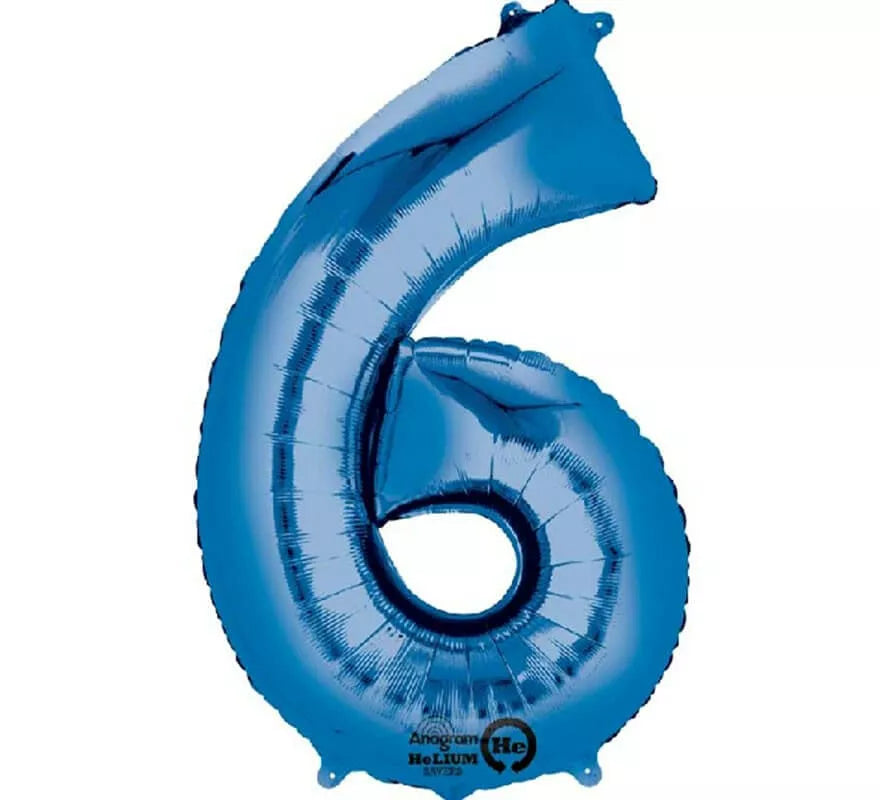 Translation missing: de.Globo metalizado Azul número 6 de 86 cm de altura