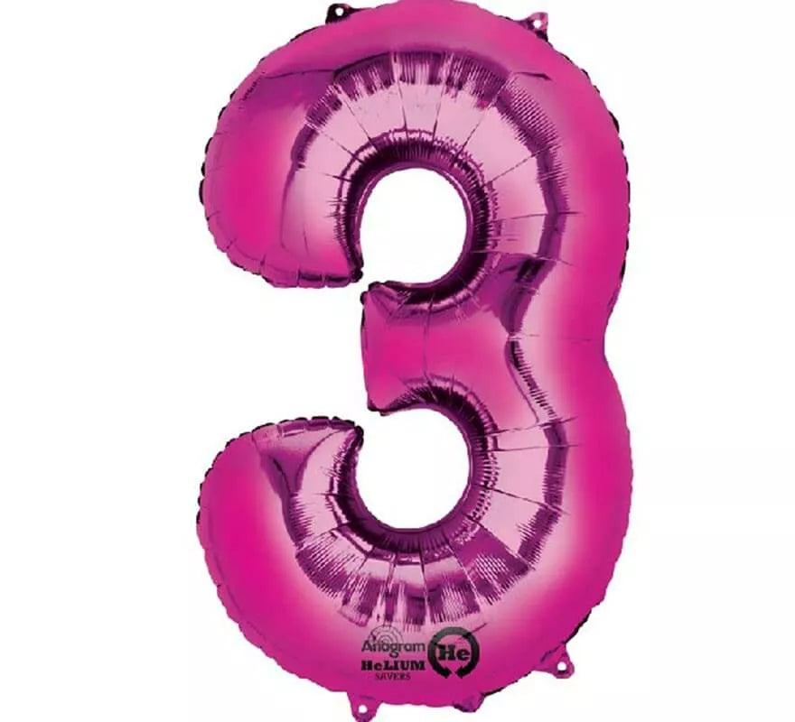 Translation missing: de.Globo metalizado Fucsia número 3 de 86 cm de altura