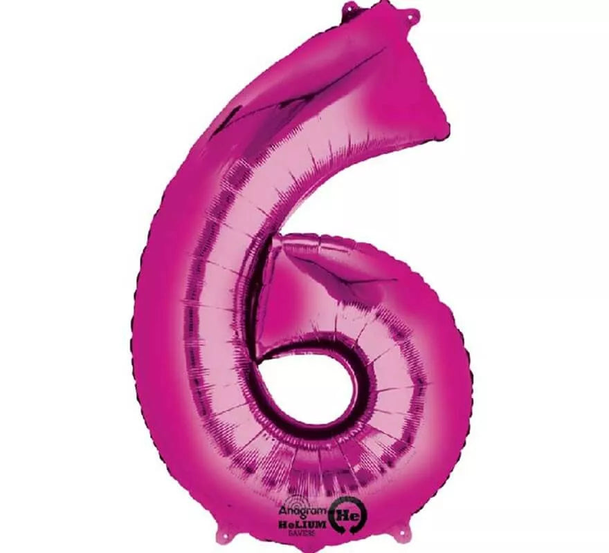Translation missing: de.Globo metalizado Fucsia número 6 de 86 cm de altura