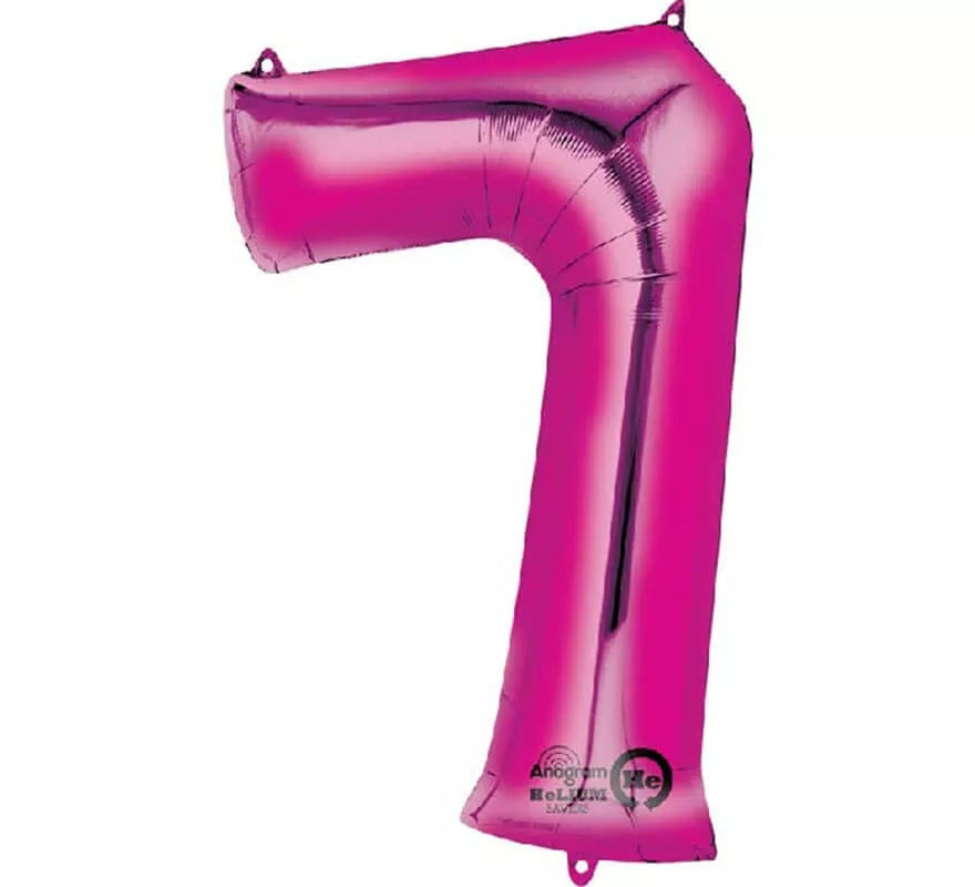 Globo metalizado Fucsia número 7 de 86 cm de altura