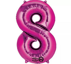 Fuchsia Metallic Ballon Nummer 8