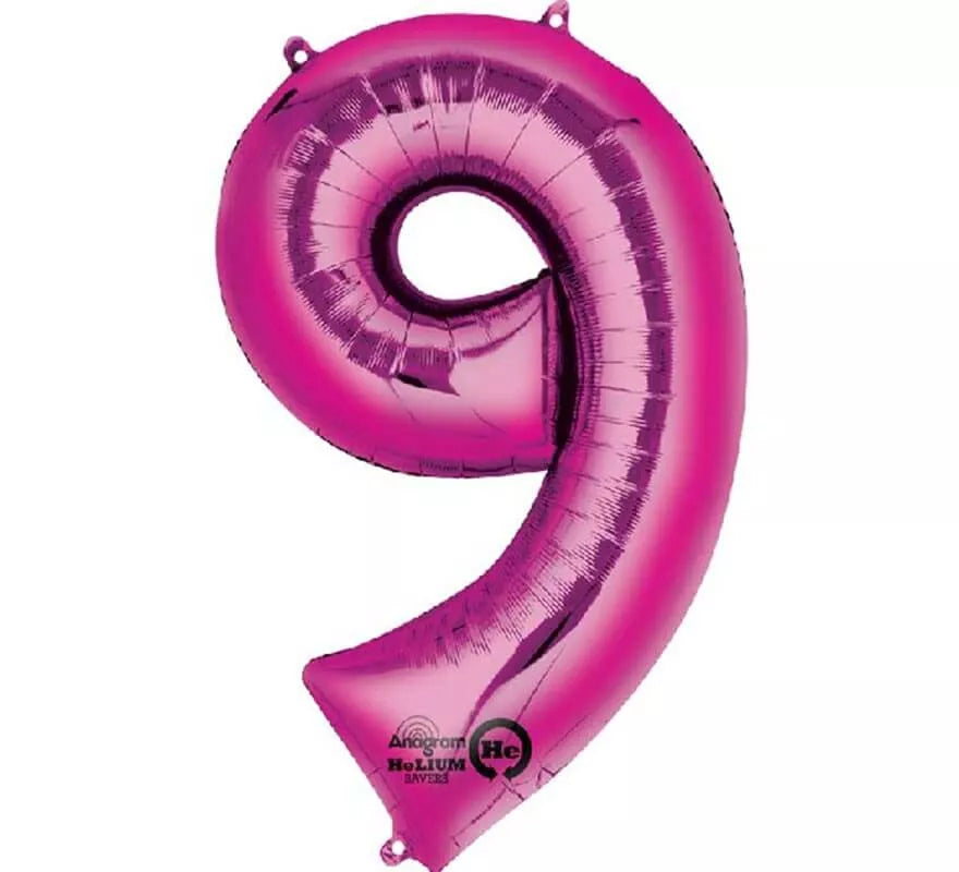 Globo metalizado Fucsia número 9 de 86 cm de altura