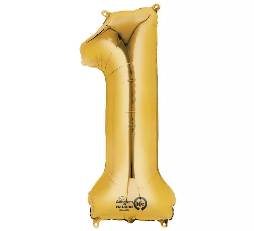 Translation missing: de.Globo metalizado Oro número 1 de 86 cm de altura