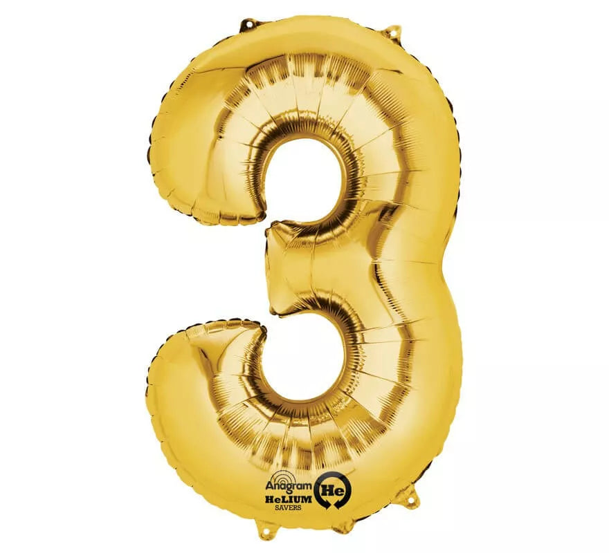 Translation missing: de.Globo metalizado Oro número 3 de 86 cm de altura
