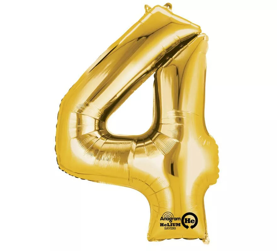 Translation missing: de.Globo metalizado Oro número 4 de 86 cm de altura