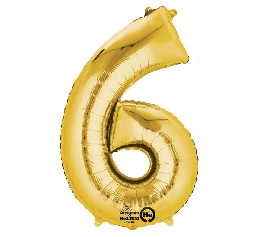 Translation missing: de.Globo metalizado Oro número 6 de 86 cm de altura