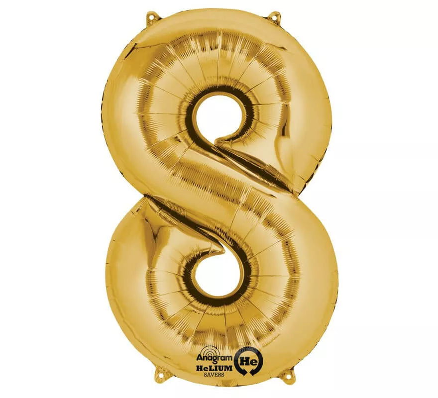Translation missing: de.Globo metalizado Oro número 8 de 86 cm de altura
