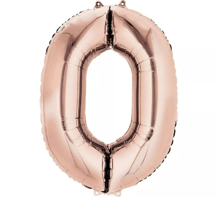 Translation missing: de.Globo metalizado Rosa Dorado número 0 de 86 cm de altura