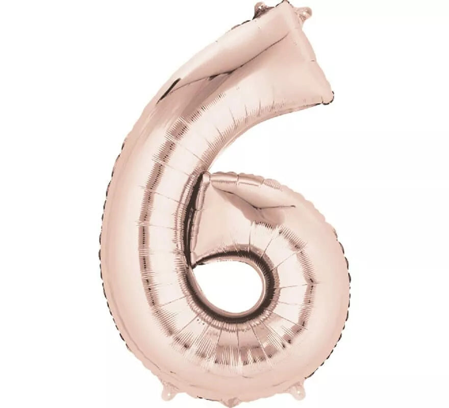 Translation missing: de.Globo metalizado Rosa Dorado número 6 de 86 cm de altura