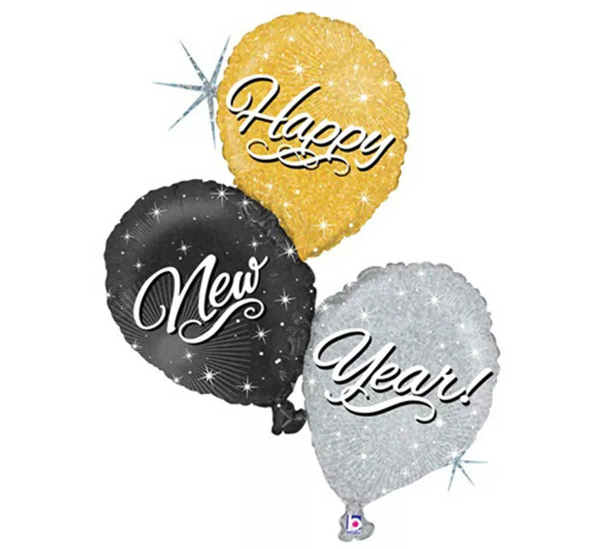Globo Triple Foil Metalizado Happy New Year de 101 cm