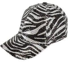 Zebra Animal Print Cap mit Pailletten