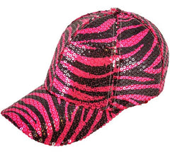 Rosa Zebra-Cap mit Animal-Print und Pailletten