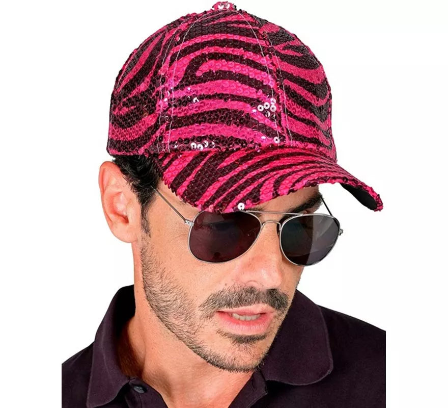 Translation missing: de.Gorra Animal Print Cebra rosa con Lentejuelas