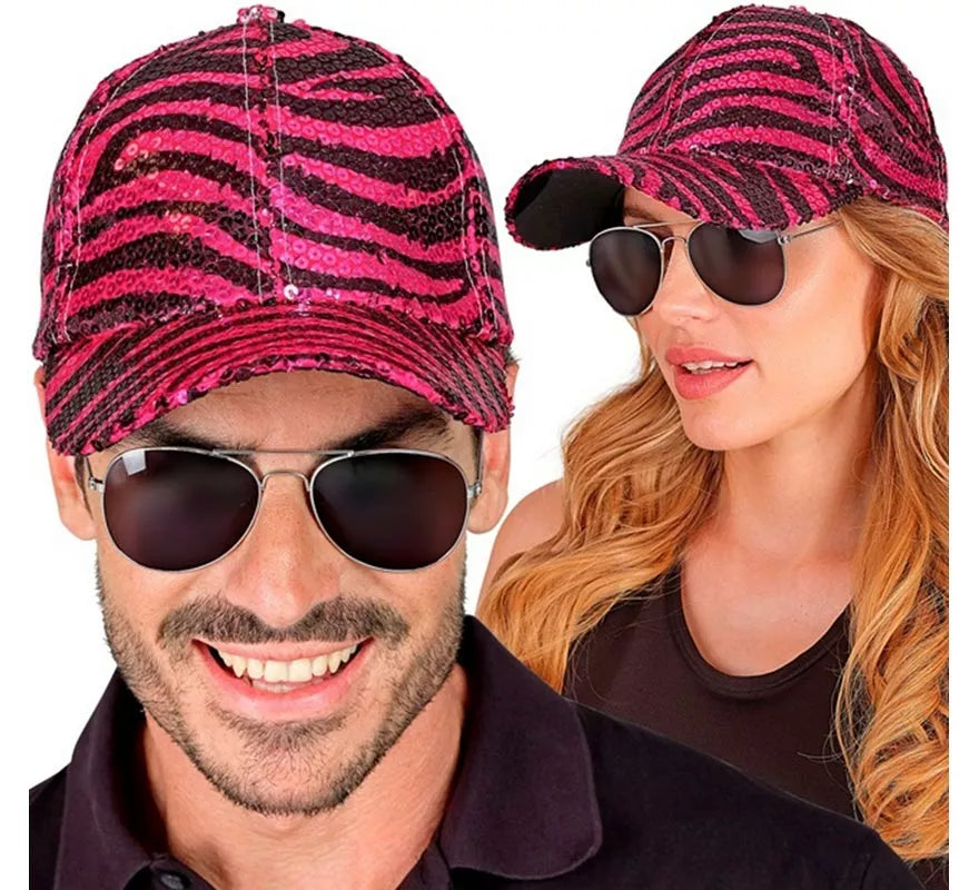 Translation missing: de.Gorra Animal Print Cebra rosa con Lentejuelas