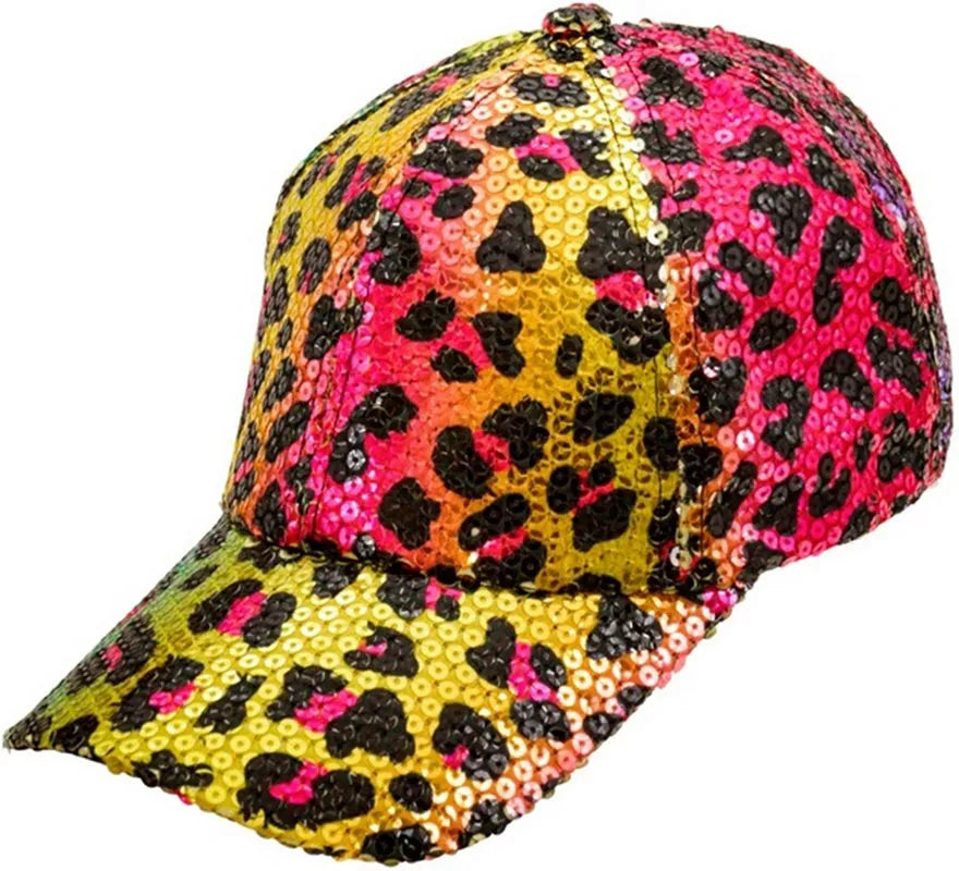Translation missing: de.Gorra Animal Print Leopardo Arcoíris con Lentejuelas