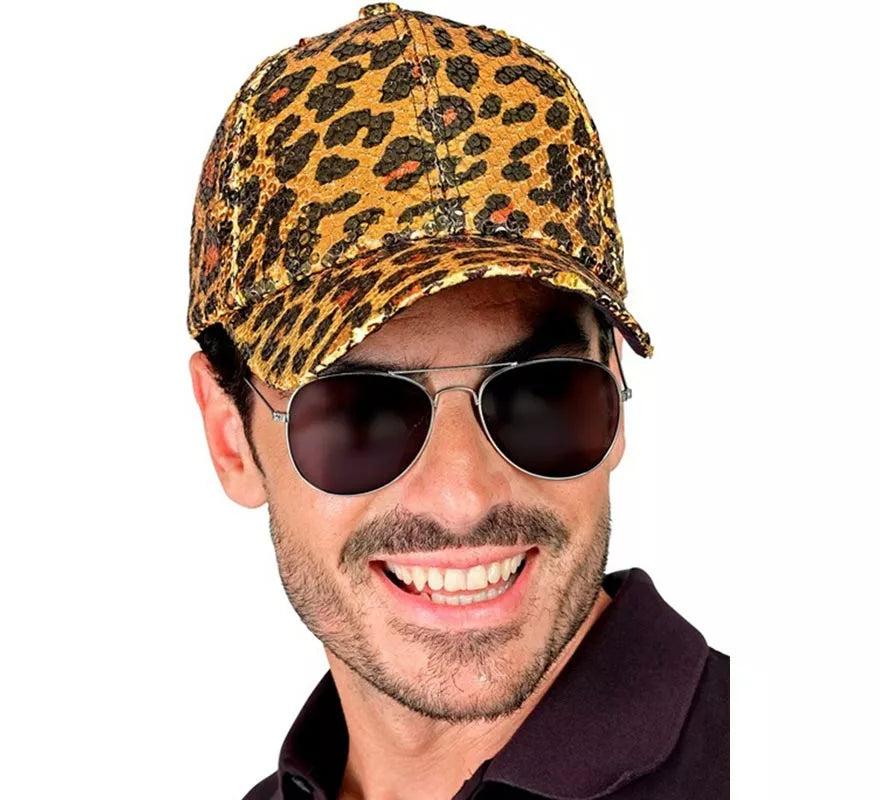 Gorra Animal Print Leopardo con Lentejuelas
