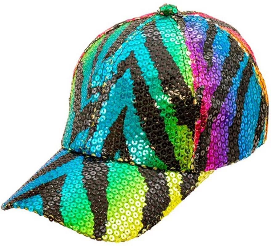 Translation missing: de.Gorra Animal Print Tigre Arcoíris con Lentejuelas