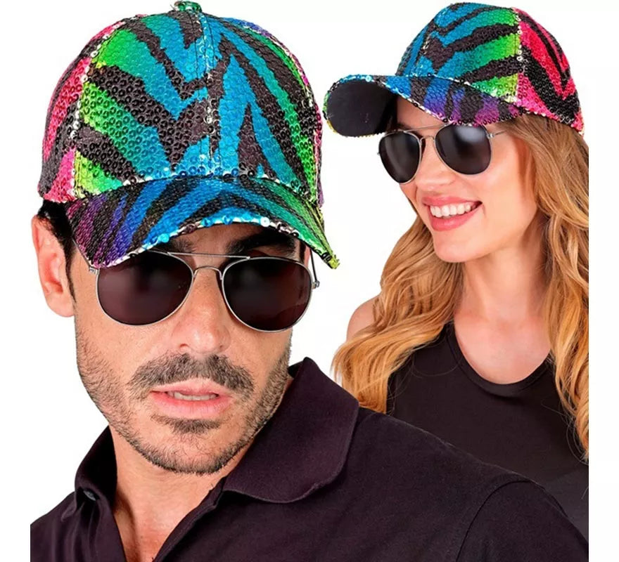 Translation missing: de.Gorra Animal Print Tigre Arcoíris con Lentejuelas