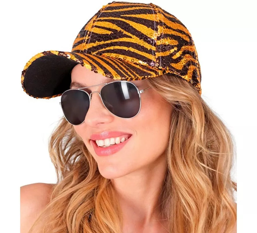 Translation missing: de.Gorra Animal Print Tigre con Lentejuelas