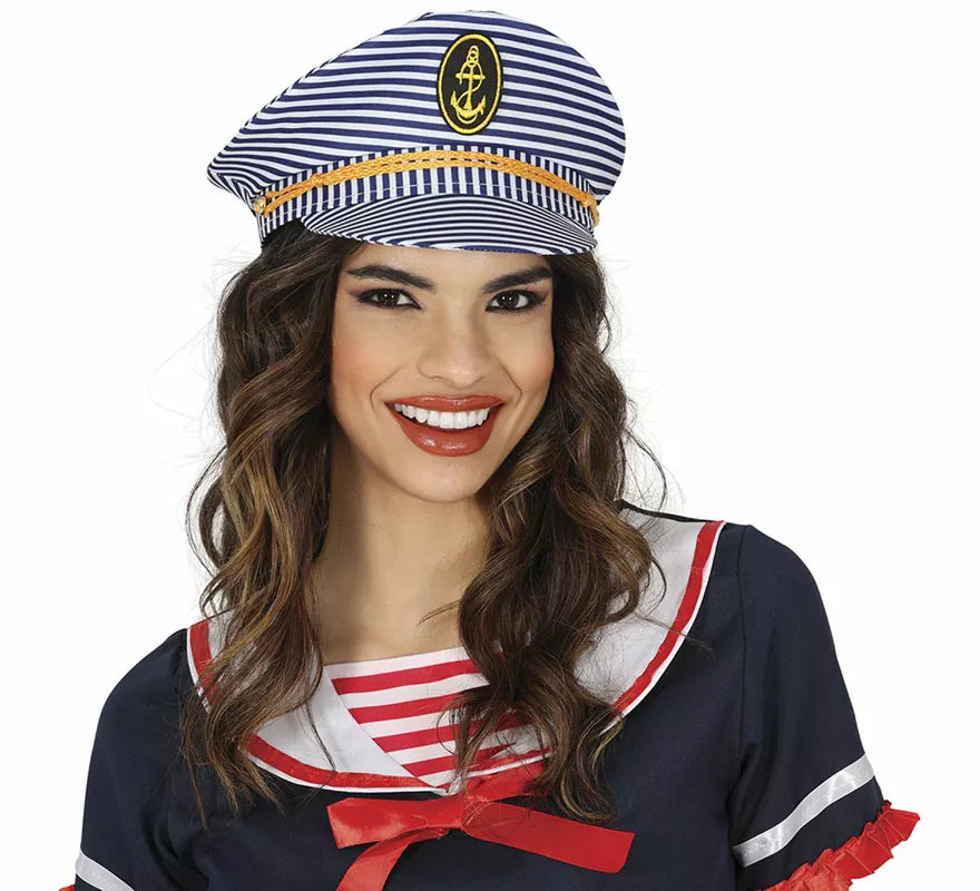 Translation missing: de.Gorra de Capitán Marinero a rayas adulto