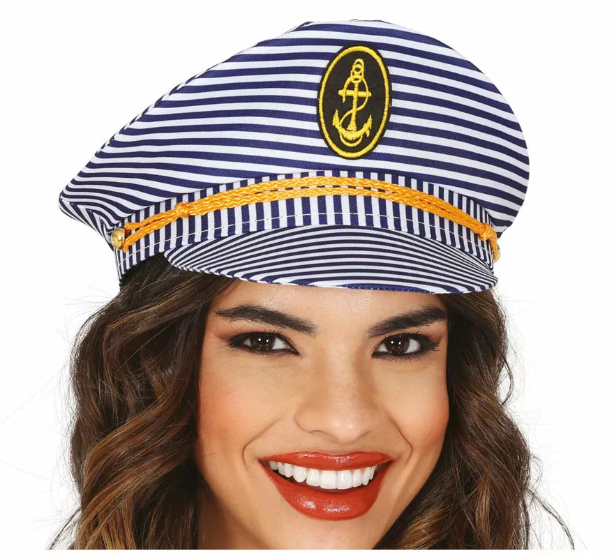 Translation missing: de.Gorra de Capitán Marinero a rayas adulto