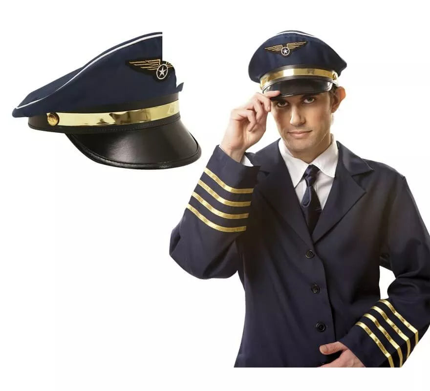 Translation missing: de.Gorra de Piloto de Aviación azul con Insignia
