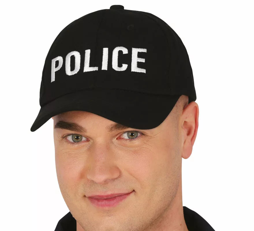 Translation missing: de.Gorra de Police negra adulto