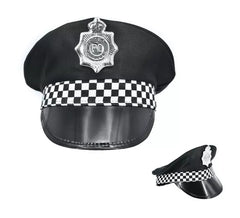 Große karierte Polizeimütze, 58-60 cm Umfangmit Quadraten